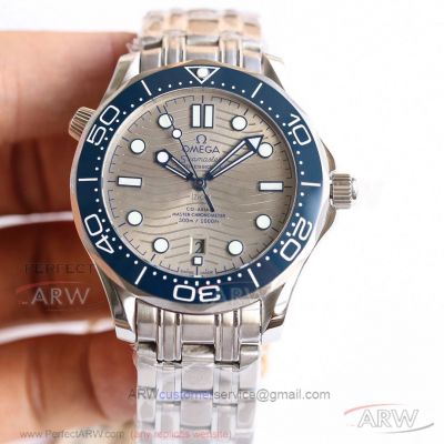 Swiss Copy Omega Seamaster Diver 300m Co-Axial 42mm 8800 Automatic Grey Dial Blue Bezel Watch